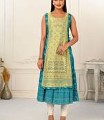 WOMEN VISCOSE AND JACQUARD BUTTA ZARI WITH EMBROIDERED KURTI
