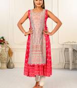 WOMEN VISCOSE AND JACQUARD BUTTA ZARI WITH EMBROIDERED KURTI