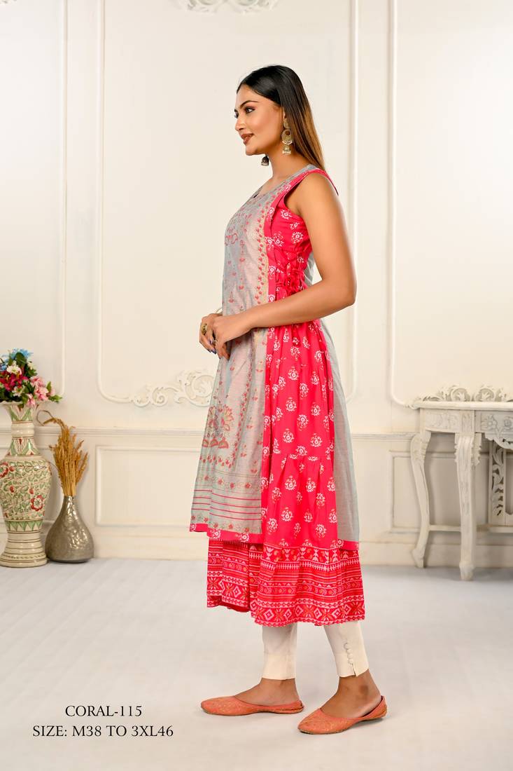 WOMEN VISCOSE AND JACQUARD BUTTA ZARI WITH EMBROIDERED KURTI