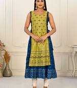 WOMEN VISCOSE AND JACQUARD BUTTA ZARI WITH EMBROIDERED KURTI