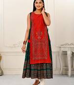 WOMEN VISCOSE AND JACQUARD BUTTA ZARI WITH EMBROIDERED KURTI