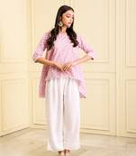 Women's organic cotton hand block printed levender color short kurta