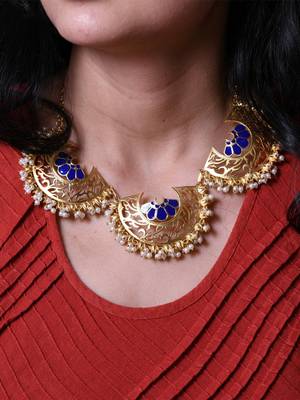 Maharani Necklace with Marigold Duet Earrings 3