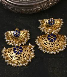 Mogra Necklace with Marigold Duet Earrings (Blue)