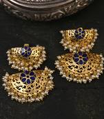 Mogra Necklace with Marigold Duet Earrings (Blue)