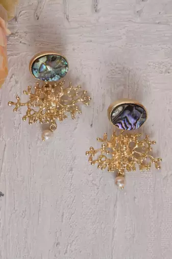 Abalone Snow Flake Earrings