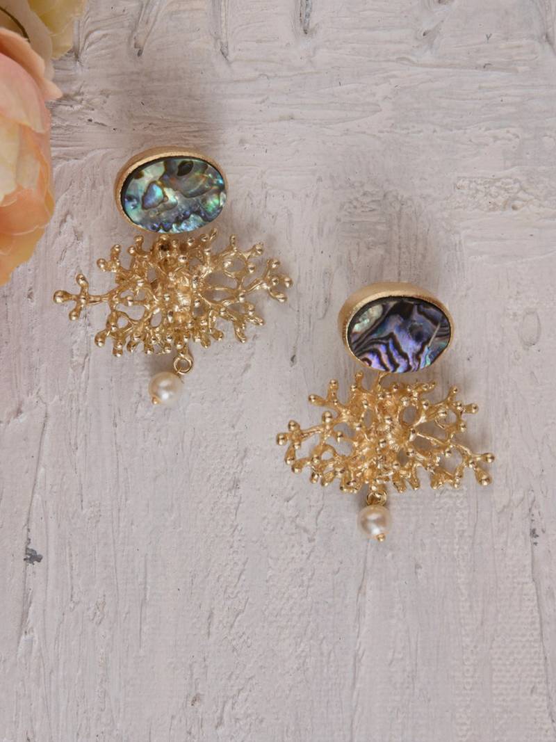 Abalone Snow Flake Earrings