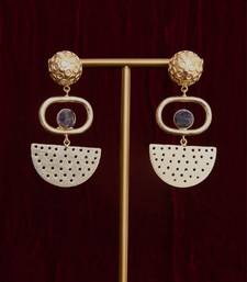 Gold plated brass earrings with amethyst stone