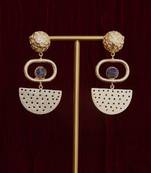 Gold plated brass earrings with amethyst stone