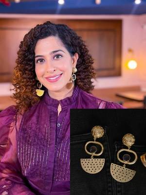 Gold plated brass earrings with amethyst stone 3