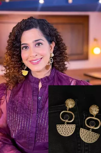 Gold plated brass earrings with amethyst stone