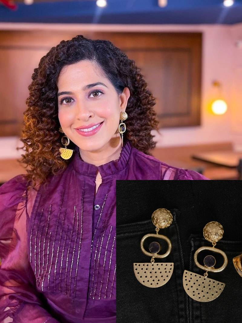 Gold plated brass earrings with amethyst stone