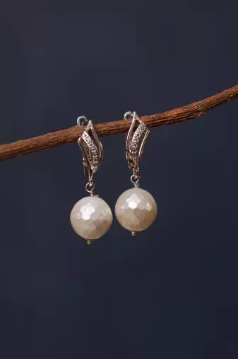 Ivory Faceted Pearl Earrings