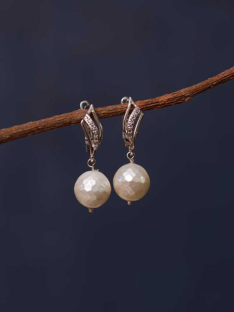 Ivory Faceted Pearl Earrings