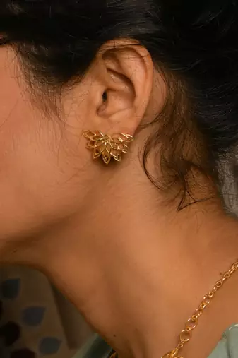 Gold plated brass earrings