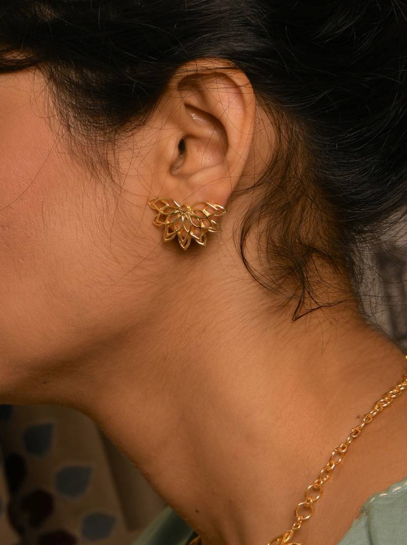 Gold plated brass earrings