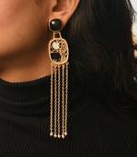 Gold plated brass earrings with eanamel and gold onyx