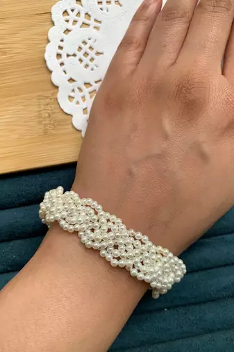 Braided Pearl Bracelet (Silver-Plated)