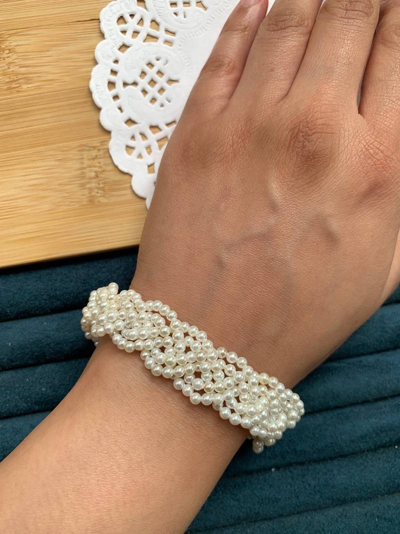 Braided Pearl Bracelet (Silver-Plated)