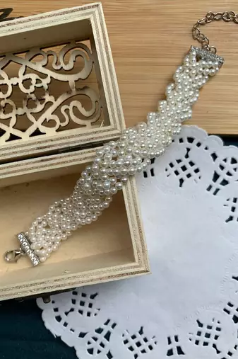 Braided Pearl Bracelet (Silver-Plated)