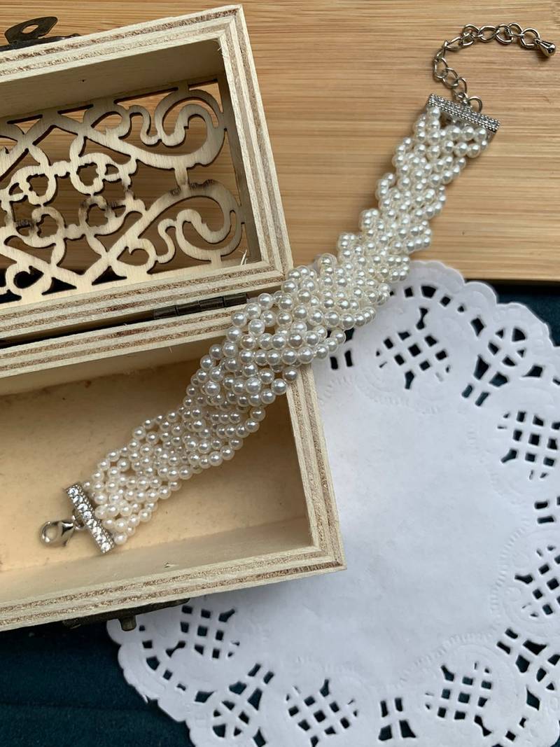 Braided Pearl Bracelet (Silver-Plated)