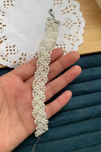 Braided Pearl Bracelet (Silver-Plated)