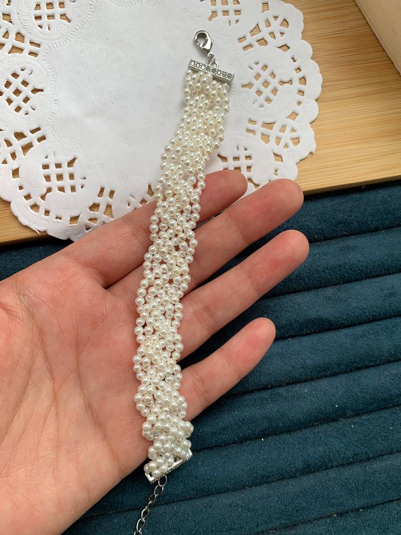 Braided Pearl Bracelet (Silver-Plated)