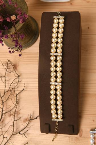 gold plated brass bracelets with pearls