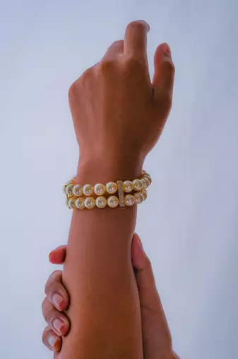 gold plated brass bracelets with pearls