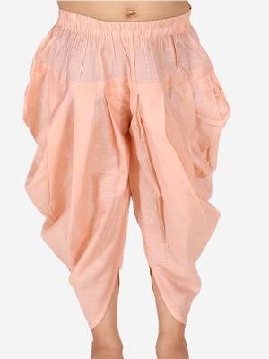 BownBee Ethnic  Chanderi Silk Sibling set Indo Western Peplum Kurti with Dhoti for Girls- Peach 2