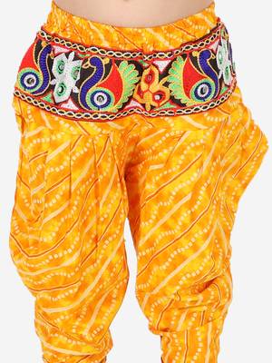 BownBee Girls Ethnic Navratri Indo-western Wear Cotton Choli Top with elastic dhoti - Yellow 2