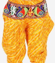 BownBee Girls Ethnic Navratri Indo-western Wear Cotton Choli Top with elastic dhoti - Yellow