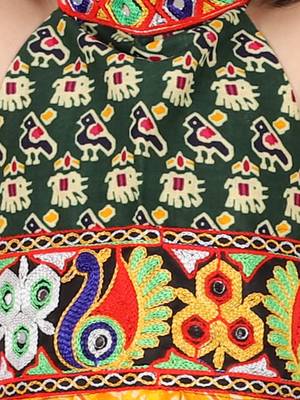 BownBee Girls Ethnic Navratri Indo-western Wear Cotton Choli Top with elastic dhoti - Yellow 5