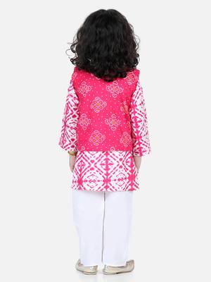 BownBee Pure Cotton Kurta Pajama with Jacket for Boys- Pink 2