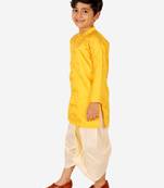 BownBee Ethnic Wear Infant Front Open Dhoti kurta Sibling Set for Baby Boys -Yellow