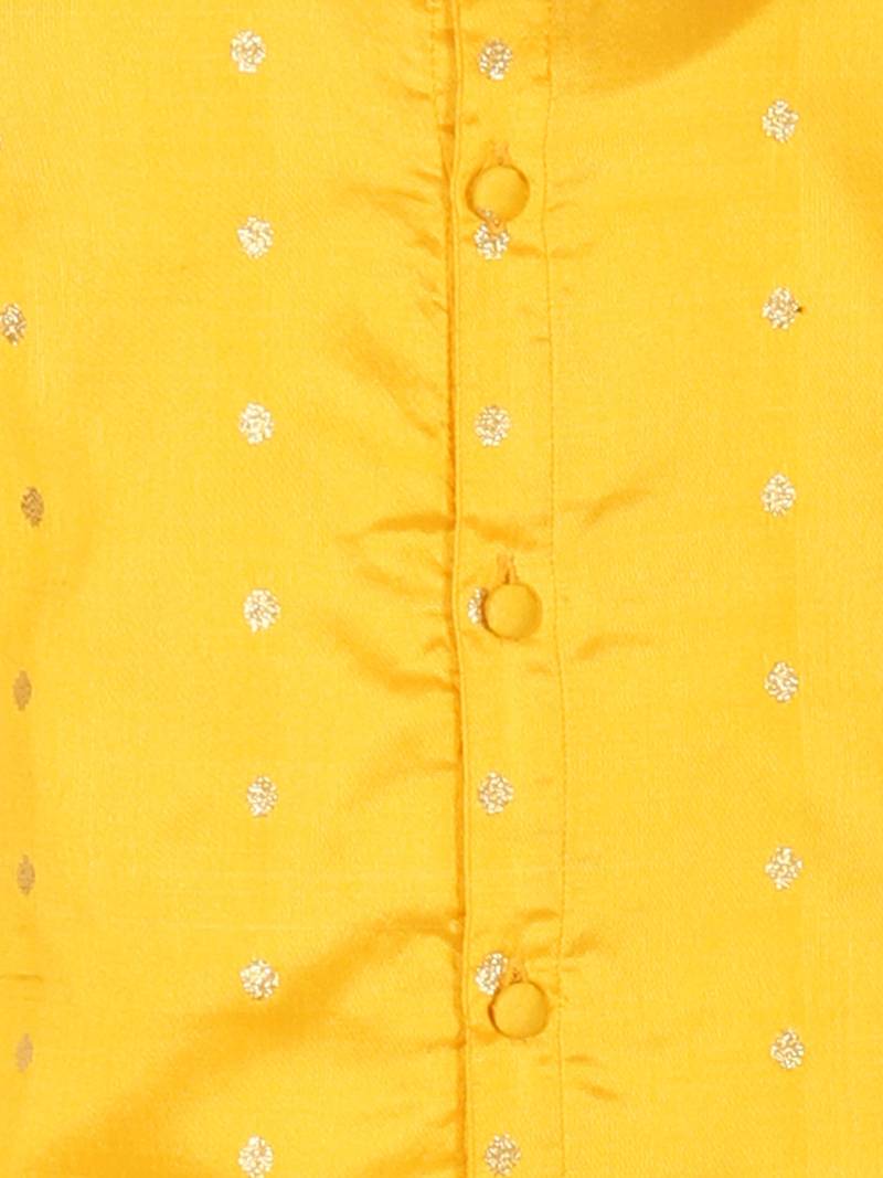 BownBee Ethnic Wear Infant Front Open Dhoti kurta Sibling Set for Baby Boys -Yellow