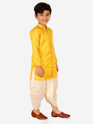 BownBee Ethnic Wear Infant Front Open Dhoti kurta Sibling Set for Baby Boys -Yellow 5