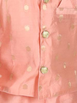 BownBee Ethnic Wear Infant Dhoti kurta with Jacket  Sibling Set for Baby Boys - Peach 2