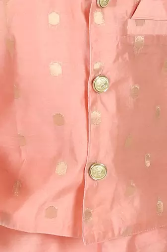 BownBee Ethnic Wear Infant Dhoti kurta with Jacket  Sibling Set for Baby Boys - Peach
