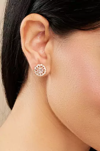 Rose Gold Floral Diamond Studs