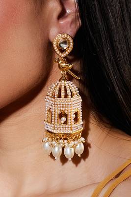 Bird Cage Pearl Gold-Plated Jhumka 3