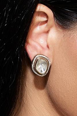 Victorian Unshaped Kundan Studs With Antique Polish 3