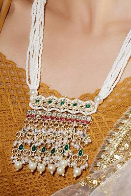 Pearl Kundan Multicolor Rani Haar With Studs Jewellery Set For Women 3