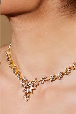 Alloy Stone Studded Gold Plated Necklace Set 3