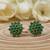 Green Floral Studed Earrings with American Diamonds
