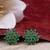 Green Floral Studed Earrings with American Diamonds