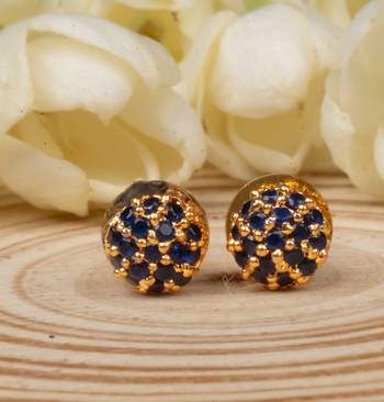 Blue Stud Earrings with American Diamonds 1