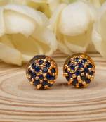 Blue Stud Earrings with American Diamonds