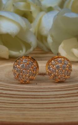 Gold Plated Stud Earrings with American Diamonds 1