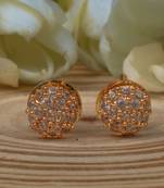 Gold Plated Stud Earrings with American Diamonds